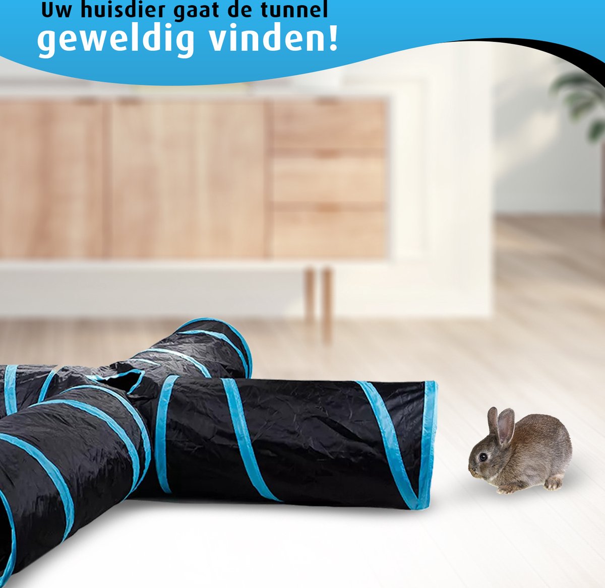Kattentunnel - 4 ingangen - Konijnentunnel - Speeltunnel - Kattenspeelgoed - Kattenspeeltjes - Kruiptunnel — afbeelding 8