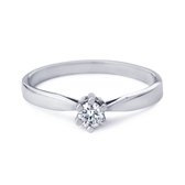 Witgouden damesring - verlovingsring - 14 karaat - R&C RCRIN0029S - diamant - solitaire - sale Juwelier Verlinden St. Hubert - van €492,= voor €399,=