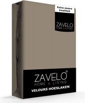 Zavelo Hoeslaken Velours Taupe - Fluweel Zacht - 30 cm Hoekhoogte - Rondom Elastiek - Velvet - 1-persoons 80/90x200/220 cm
