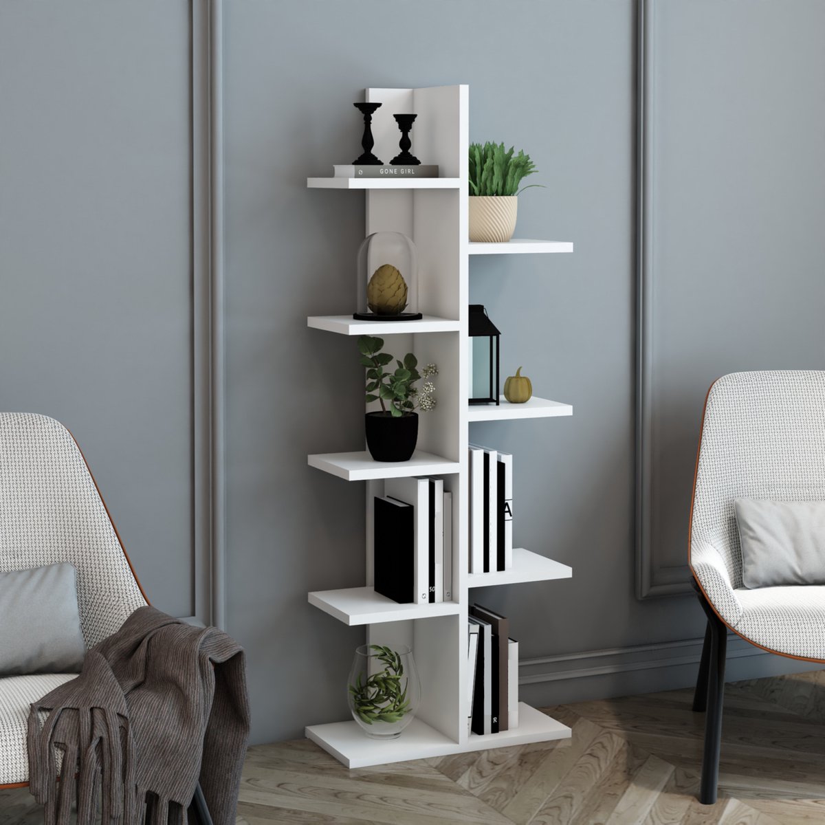 en.casa Boekenkast Rødekro schap 122x40x20 cm wit