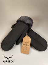 Apex Gloves - Dames Suede Leren Handschoenen - Hoge kwaliteit %100 Schapenleer - Donker Blauw - Winter - Extra warm - Maat L