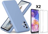 Hoesje Geschikt Voor Samsung Galaxy A23 4G hoesje silicone soft cover Licht Blauw - Galaxy A23 5G Silicone hoesje - A23 Screenprotector 2 pack