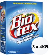 Biotex Voorwas & Waskrachtversterker Waspoeder - 3 x 4 KG - Voordeelverpakking