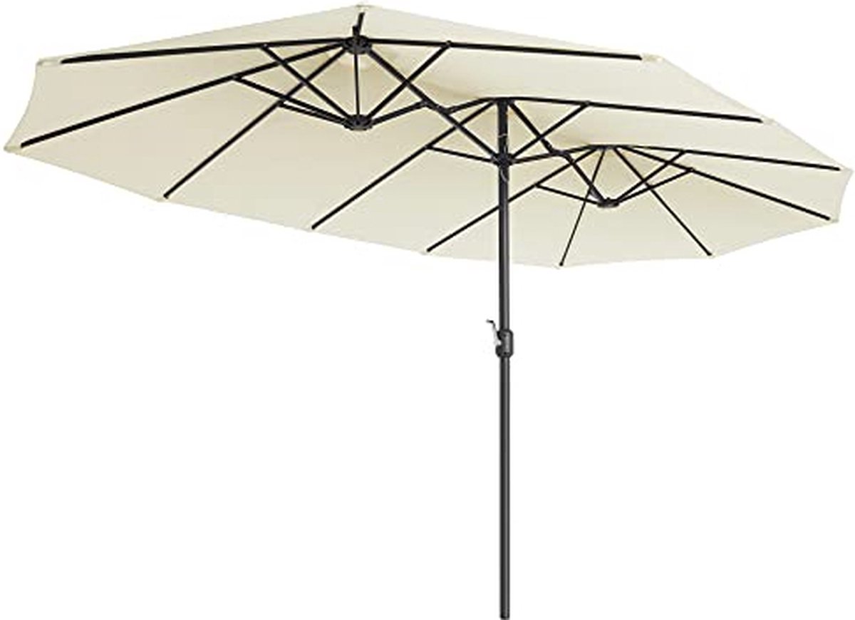 Dubbele parasol - Extra grote parasol - Met zwengel - 460 x 270 cm - Beige - Zonder Parasolvoet