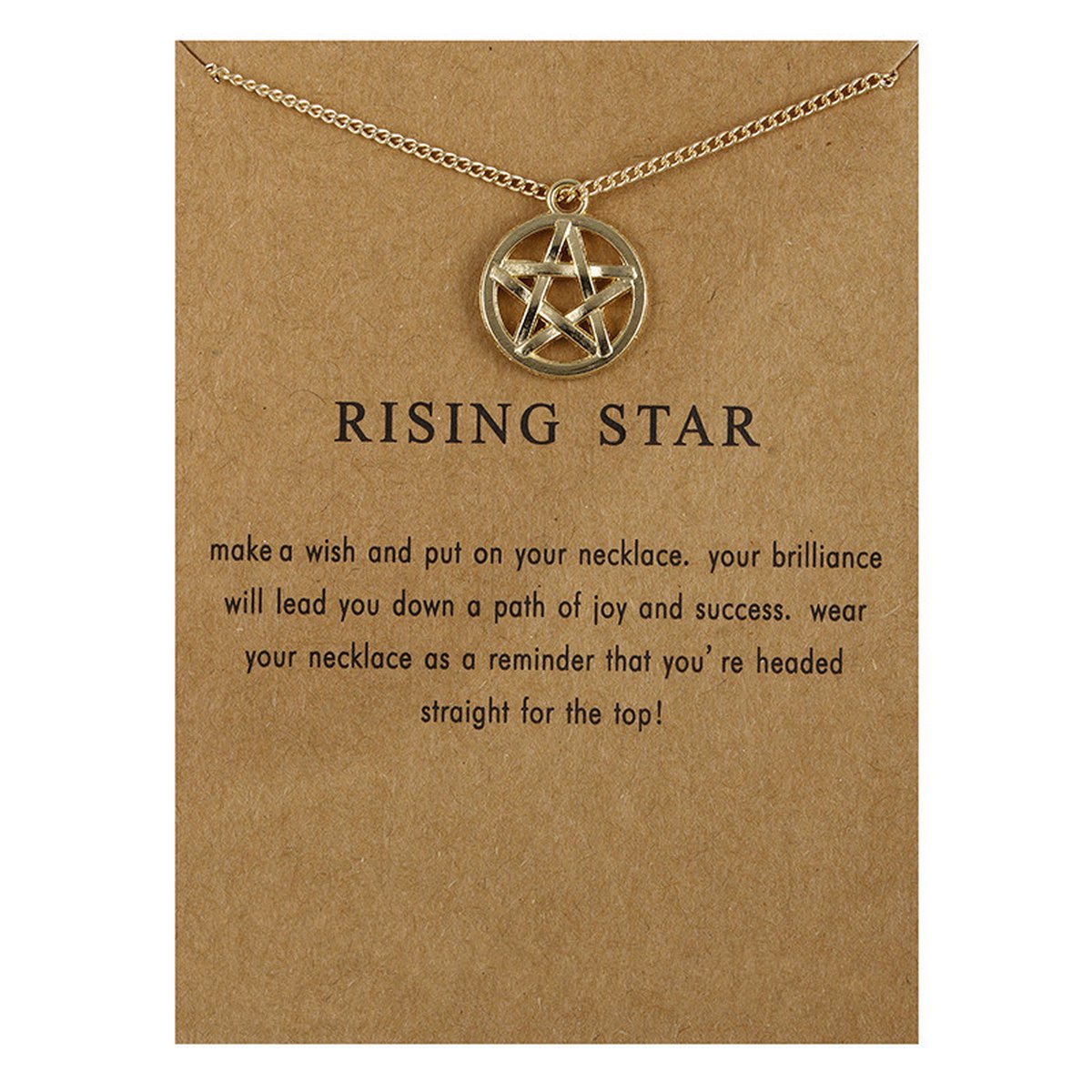 Bixorp Luck Gouden Dames Ketting met Pentagram - " Rising Star" - 45/50cm - Cadeau voor Vrouw - Goudkleurig