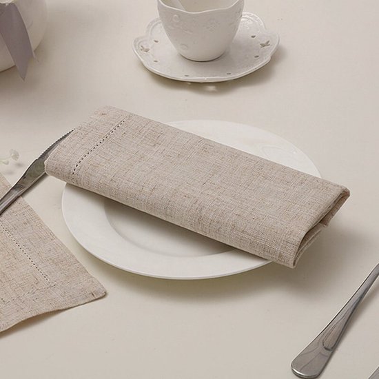 doek servetten, linnen diner stoffen servetten set van 12, natuurlijke
