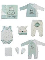 100% katoen Fox  Newborn baby kleding set 6 delig - Mint Groen - Geschkenkset -  Pasgeboren set - Organic
