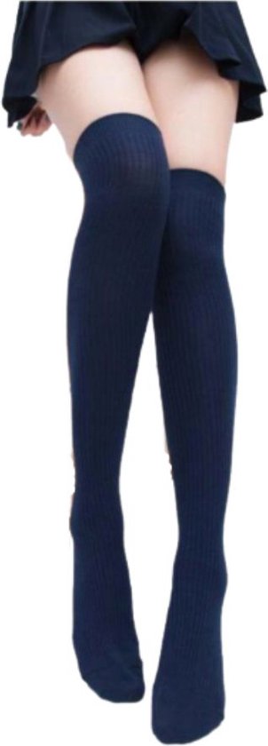 Damessokken - overknee kousen blauw - elastisch katoen - maat 36-40 - lange sokken