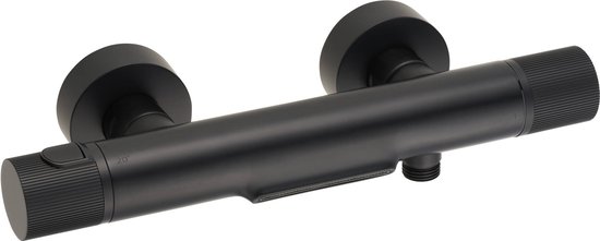 ROWINNAO Waterval badkraan met thermostaat, zwart, thermostaat, douchearmatuur, 2 uitlaten voor badkuip, mengkraan, douche, badkuip met 38 °C veiligheidsknop, 150 mm ROWINNAO Waterval badkraan met thermostaat, zwart, thermostaat, douchearmatuur, 2 uitlaten voor badkuip, mengkraan, douche, badkuip met 38 °C veiligheidsknop, 150 mm