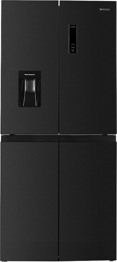 Amerikaanse koelkast: Wiggo WR-MD18DX - Amerikaanse Koelkast - No Frost - Water Dispenser - Met Display - Super Freeze - 419 Liter - Zwart - RVS, van het merk Wiggo