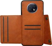 ADEL Kunstleren Back Cover Pasjeshouder Hoesje Geschikt voor Xiaomi Redmi Note 9T (5G) - Bruin