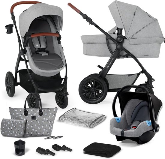 Kinderkraft XMOOV - Kinderwagenset 3 in 1 tot 26 kg - Reissysteem - Lichtgrijs