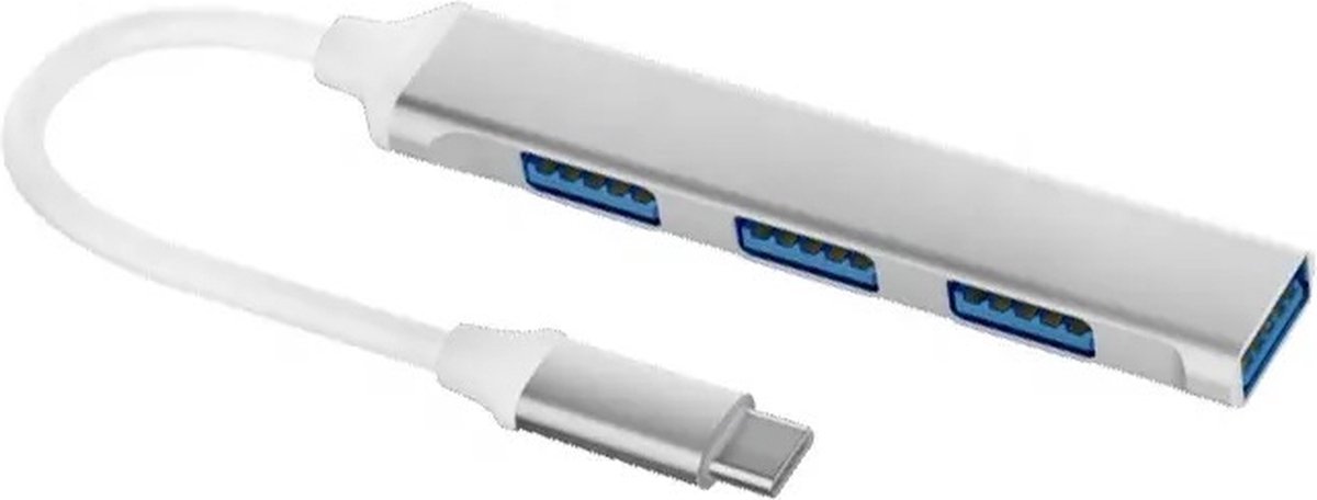 Usb-C hub 3.0 - Usb Spitter- 4 Poort - USB 3.0 - 5G - Zilver