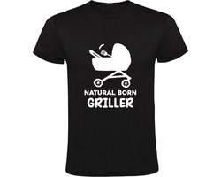 Barbeque Griller Heren T-shirt | BBQ | biefstuk | vlees | worst | kok | keuken | horeca | restaurant | Zwart