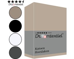 Droomtextiel Luxe Hoeslaken Glad Katoen Zand Lits-Jumeaux 180x200 cm - Hoogwaardige Kwaliteit - 100% Katoen