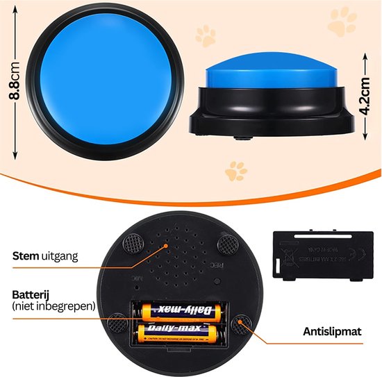 BUYVIKAY Set van 5 kleuren hondenknop met rubberen mat voor communicatie, hond sprekende toetsen met 50 stickers, huisdierknoppen, train je hond om te zeggen
