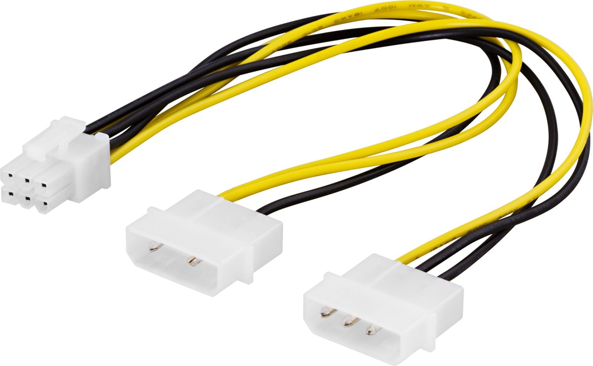Deltaco SSI-45 2 x 4-pin 6-pin Zwart, Wit, Geel kabeladapter/verloopstukje
