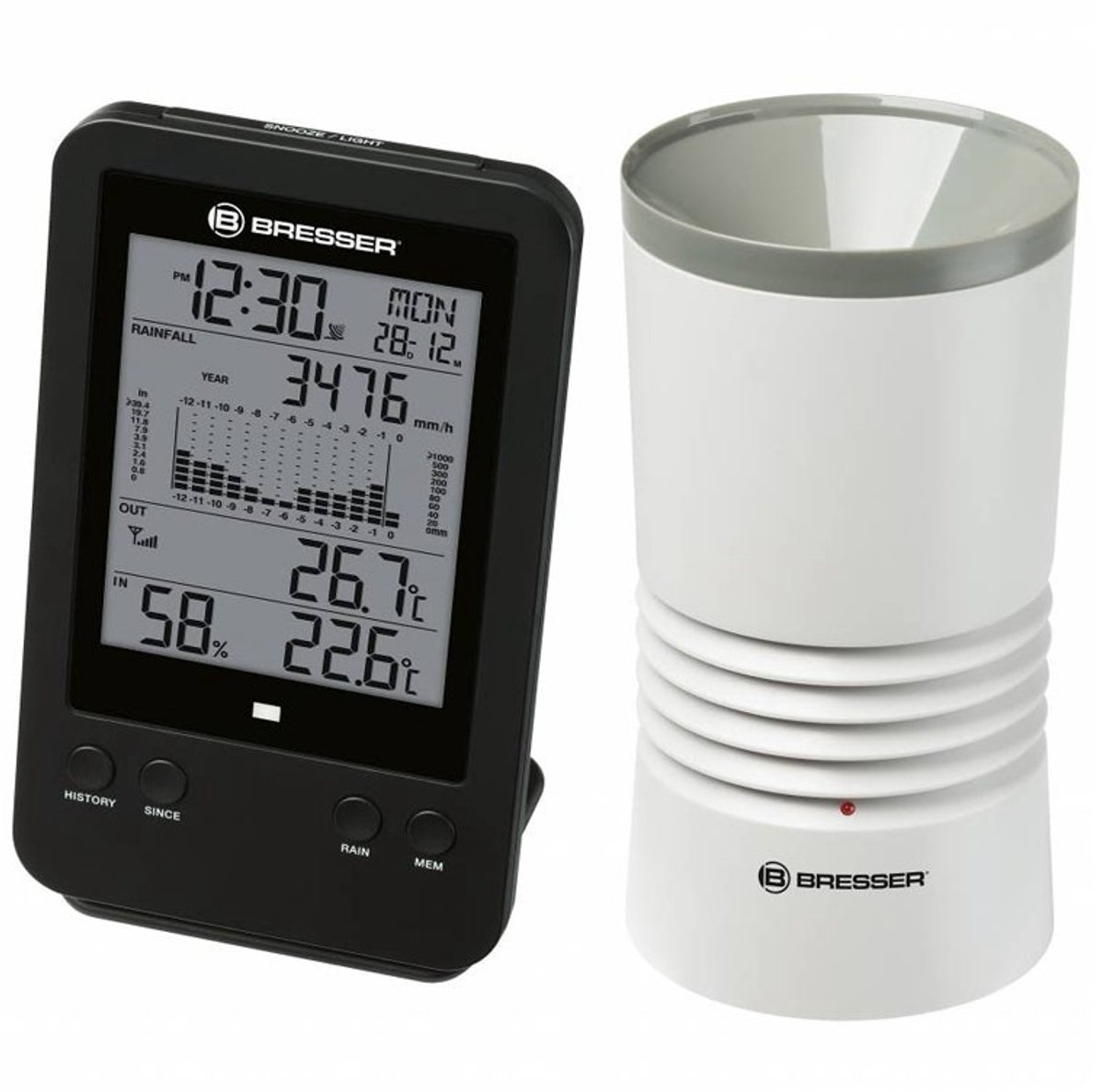 Bresser Professionele 3-in-1 Regenmeter incl. Luchtvochtigheids- en Temperatuurmeter