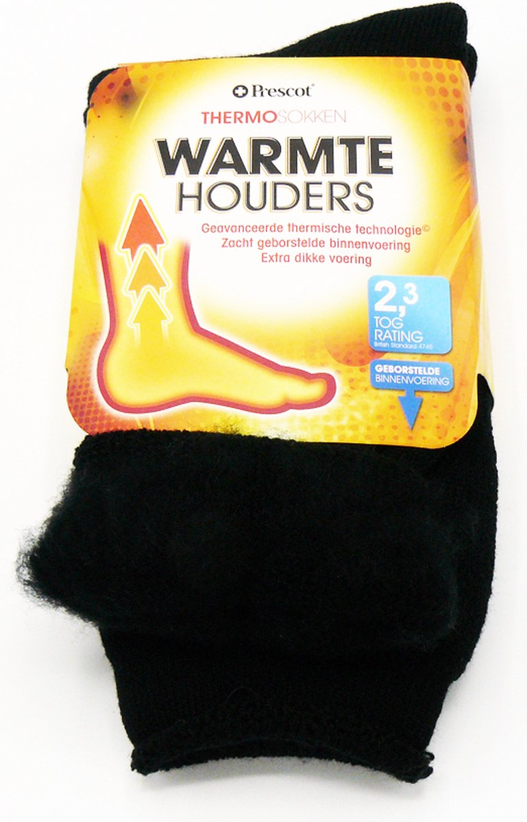 Thermosokken – Zwart – Maat 34/39 – 1 Paar – Warme Sokken – Voorkom Koude Voeten
