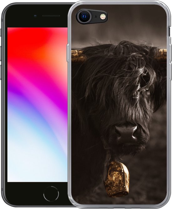 Coque iPhone 7 - Highlander écossais - Fourrure - Zwart - Siliconen