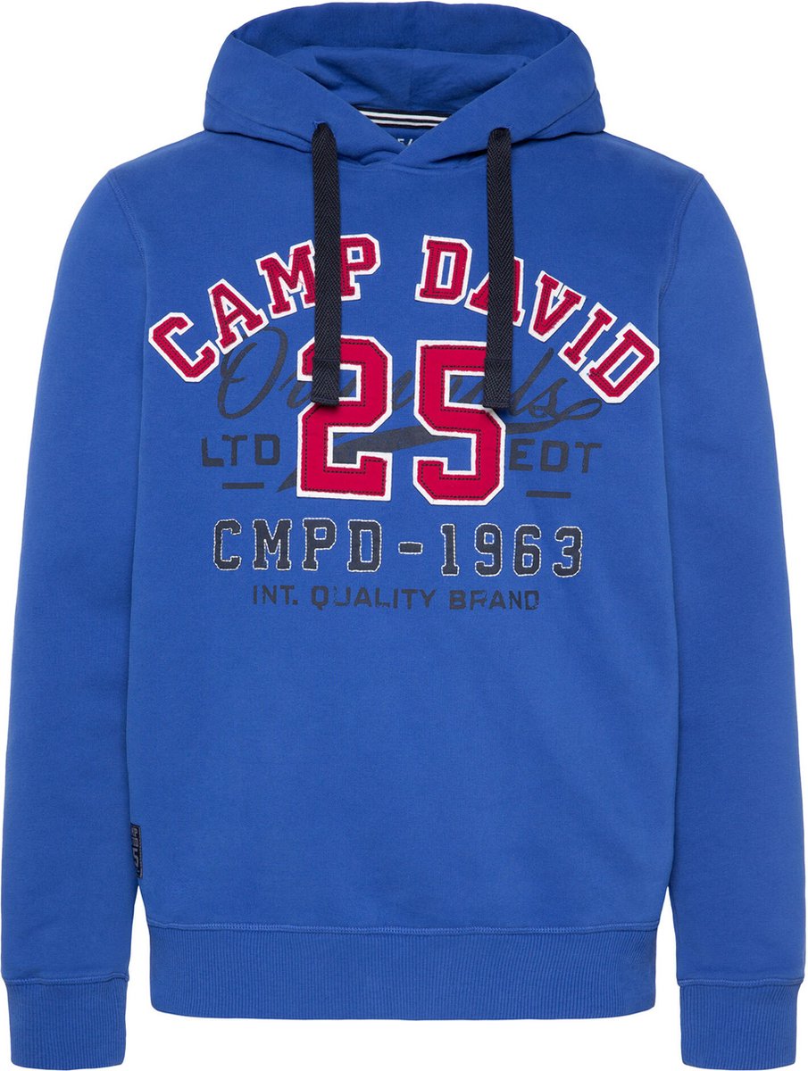 Camp David retro sweatshirt met capuchon, blauw (XL)