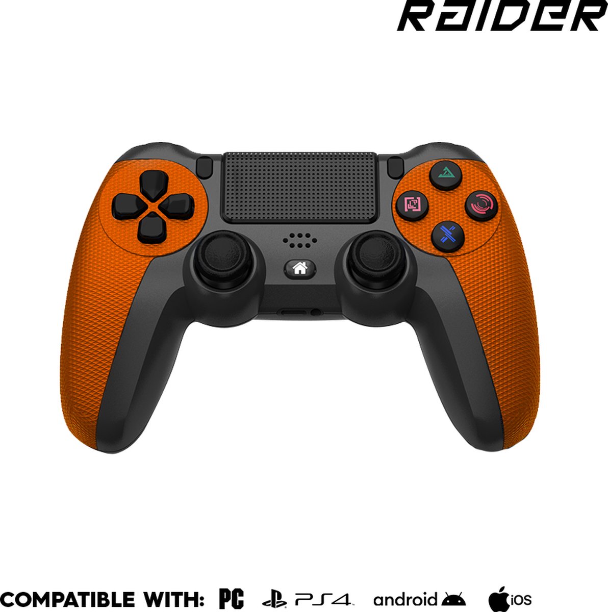 RAIDER PRO Game Controller - Draadloos - Bluetooth - Geschikt voor PC, PS4 en Smartphone - Oranje