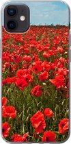 Coque iPhone 12 mini - Une prairie pleine de coquelicots - Coque en Siliconen pour téléphone