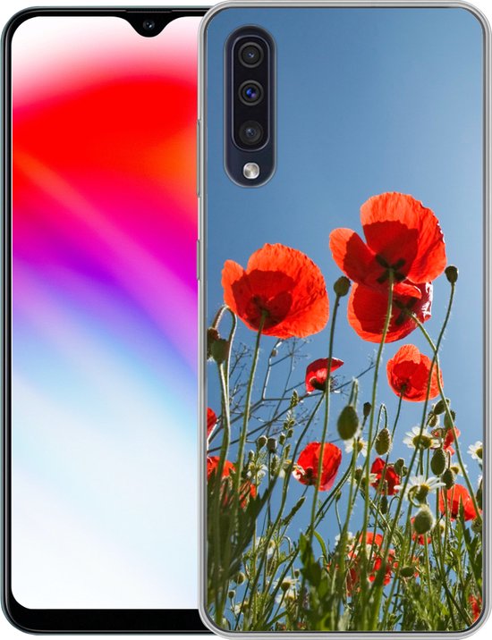 Coque Samsung Galaxy A50 - Soleil éclatant sur des coquelicots en Espagne - Coque en Siliconen pour téléphone