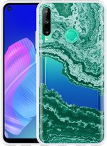 Huawei P40 Lite E Hoesje Turquoise Marble Art Designed by Cazy