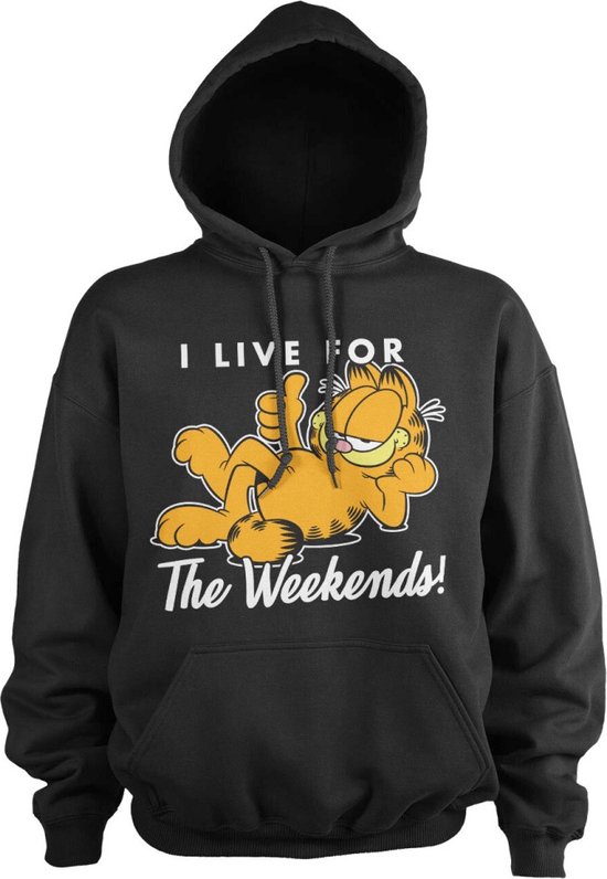Garfield Hoodie/trui Live For The Weekend Zwart