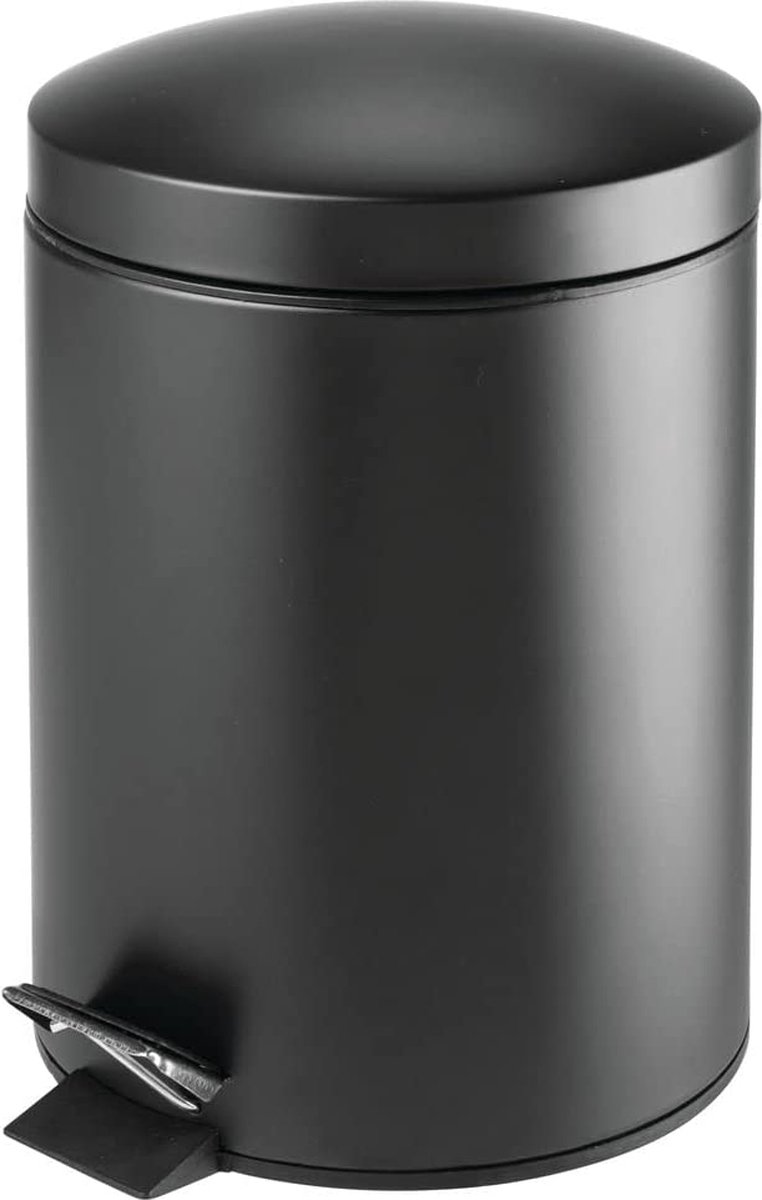 Pedaalemmer - afvalbak/prullenbak - perfect voor badkamer, keuken en kantoor - met pedaal, deksel en plastic binnenemmer/ergonomisch design/metaal - zwart