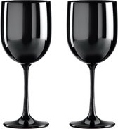 Plastic Wijnglazen 48cl - 2 stuks - Zwart - Onbreekbaar - Kunststof - Polycarbonaat Wijnglas