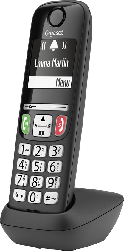 Gigaset A735 Systeem - Draadloze eenvoudiging telefoon voor senioren - Verlichte toetsen - Praktische in gebruik met handsfree functie - Compatibel met gehoorapparaat Zwart