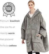 Q- Living Fleece Blanket with Sleeves - Couverture à capuche - Surdimensionné - Couverture TV - Rose avec fermeture éclair courte