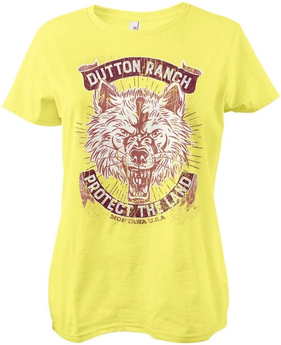 Yellowstone Dames Tshirt -S- Dutton Ranch - Protect The Land Geel