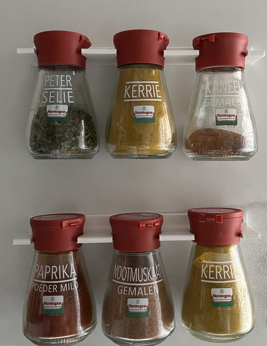 Supports à épices pour 6 pots à épices - Set de 2 pièces - Support de stockage pour bouteilles d'épices - Bioplastique imprimé en 3D - Matériel de montage inclus