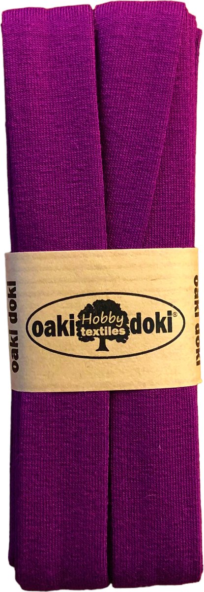 Oaki Doki Jersey Tricot Biaisband 20mm – 3 Meter – Kleur 946 Paars – Elastisch Afwerkingslint voor Naaiprojecten