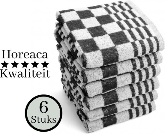 oor elf Overjas Sleeps - 6x Keuken Handdoeken - 100% Katoen - 50x50cm - Zwart Wit Geblokt  -... | bol.com