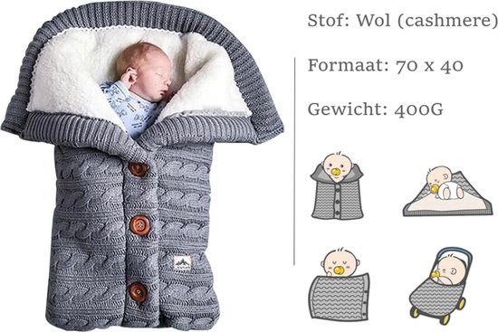 Homeberg baby voetenzak - baby slaapzak - kinderwagen - kinderwagen - all season - 70 CM - Grijs