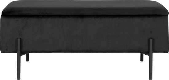 Canapé Watford avec espace de rangement en velours noir, noir.