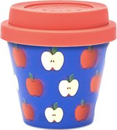 Quy Cup - 90ml Ecologische Reis Beker - Espressobeker “Mela - Apple” met Rode Siliconen deksel