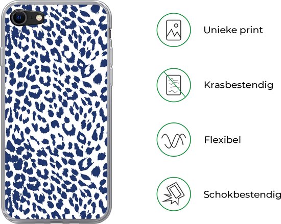 Coque iPhone SE 2020 - Imprimé Panthère - Blauw - Abstrait - Coque de téléphone en Siliconen
