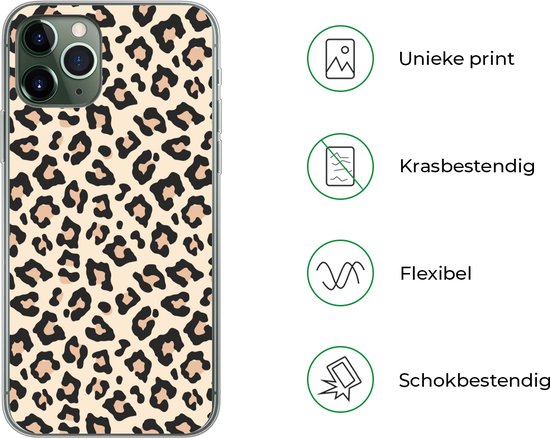 Coque iPhone 11 Pro - Wit - Rose - Imprimé Léopard - Siliconen