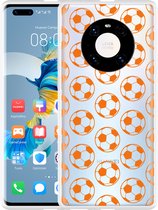 Huawei Mate 40 Pro Hoesje Orange Soccer Balls Designed by Cazy