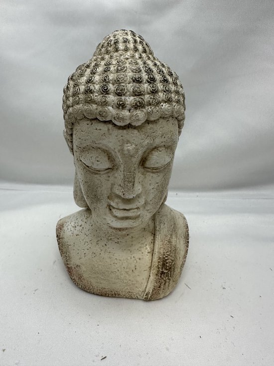 Decoratieve Boeddha - cremekleurig - hoogte 17 cm x 10 x 6 cm - polyresin - Woonaccessoires - Decoratieve beelden
