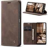 CaseMe - Telefoonhoesje geschikt voor Samsung Galaxy A14 5G - Wallet Book Case - Donker bruin