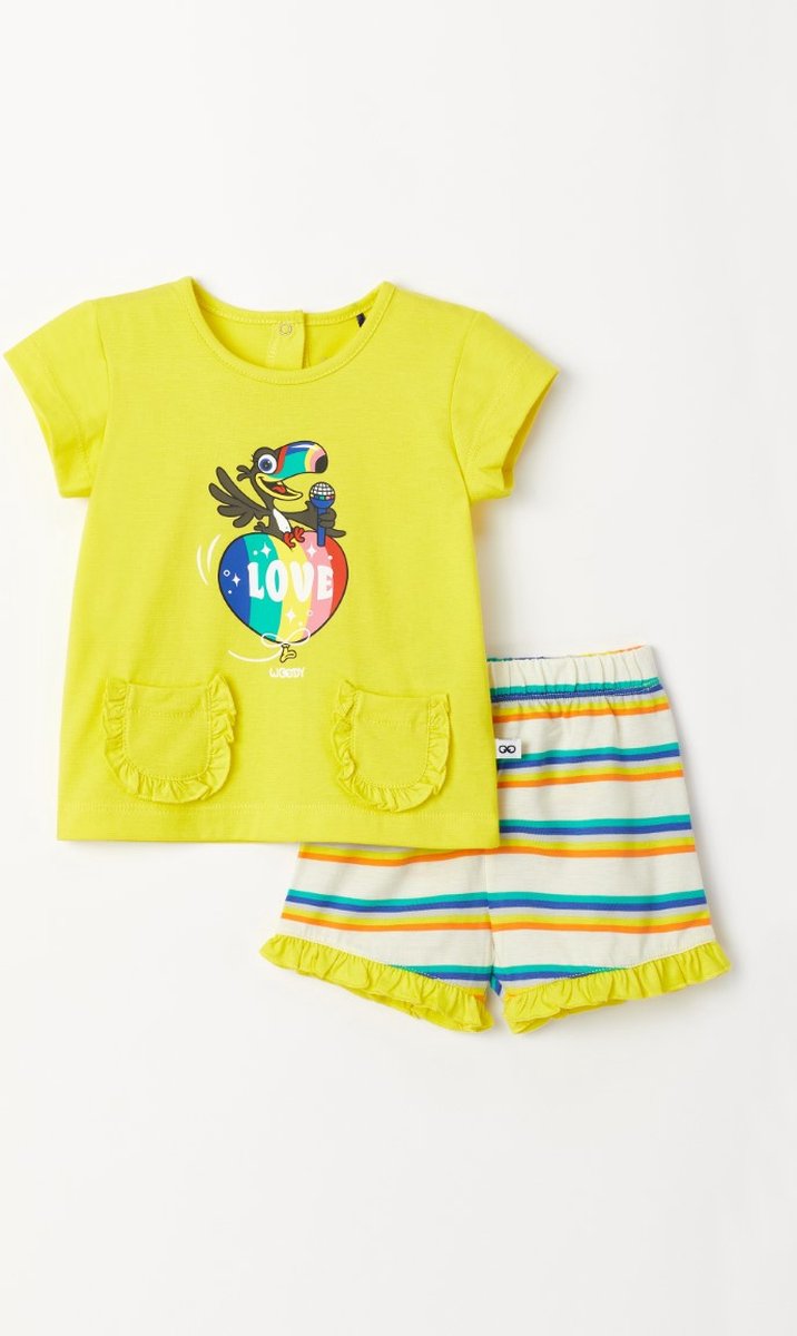 Woody pyjama baby meisjes - felgeel - toekan - 231-3-PSG-S/651 - maat 62