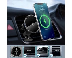 Draadloze GSM houder Telefoonhouders Auto + Draadloos laden /Fast Charge Qi - Universele Autohouder - Telefoonhouder auto - Ventilatierooster - auto oplader - Snelle telefoon lader auto - 10W /7.5W - Apple - Iphone 12 / 13 / 14 / 15 / 16