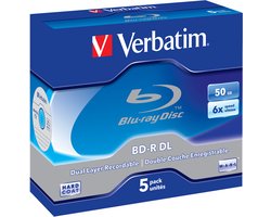 Verbatim Blu-ray Disc BD-R DL recordable 50Gb 6x speed (43748). Doos van 5 stuks.