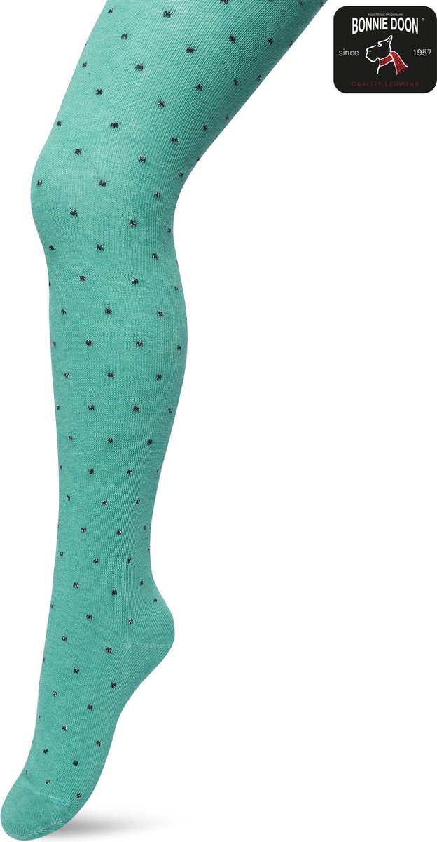 Bonnie Doon Bio Katoenen Maillot met Glitter Stipjes Meisjes Groen maat 140/158 M - Lurex Stippen - Biologisch Katoen - Uitstekend draagcomfort - Lurex Dots Tights - OEKO-TEX - Gladde Naden - Feestelijk - Malachite Green - BP213903.277